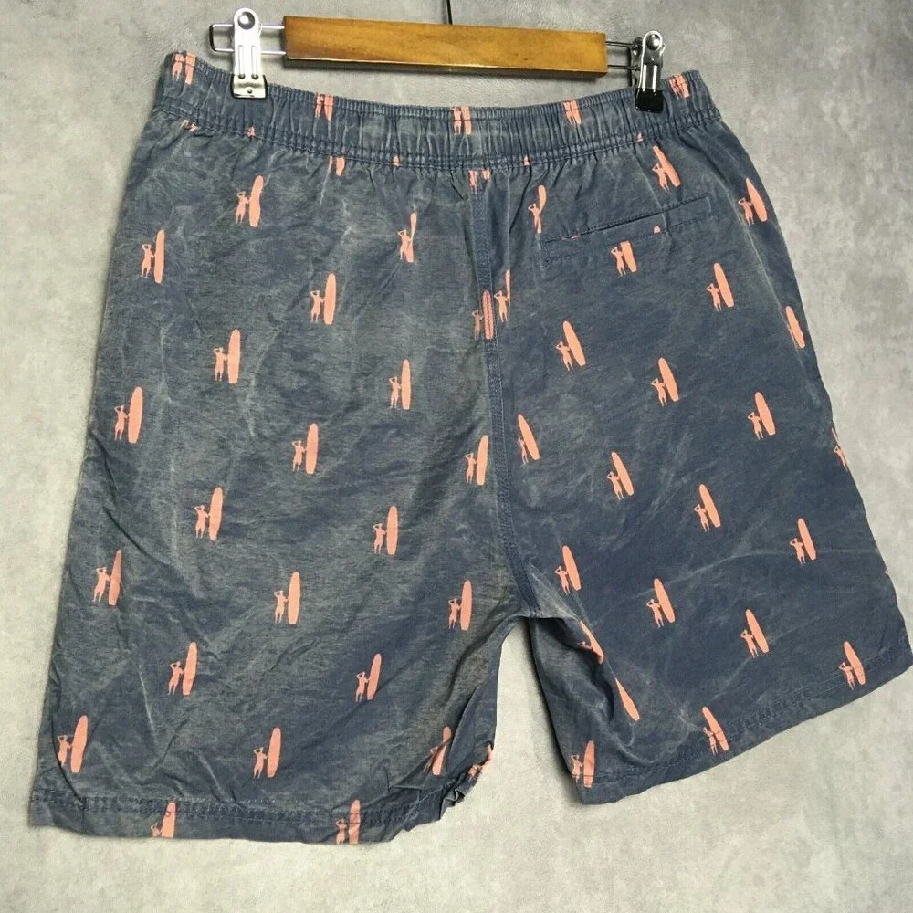 Johnnie O Mens Swim Trunks Shorts size Large‎ Blue Drawstring Pink Surfer